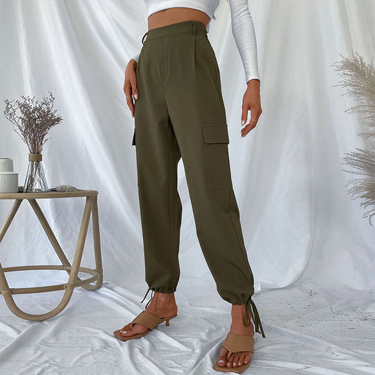 Damen Hohe Taillierte Cargo-Hose Nord Taschen