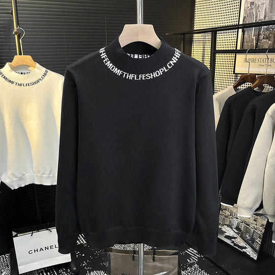 Unisex Feinstrickpullover mit kurzem Stehkragen und kontrastierendem Schriftkragen Nord Taschen