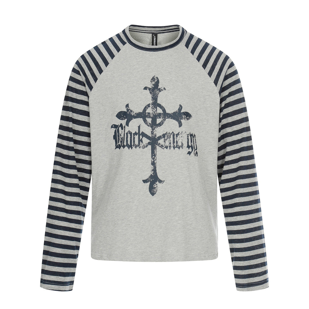 Herren Langarm-Raglanshirt mit Streifenärmeln und Vintage-Print Nord Taschen