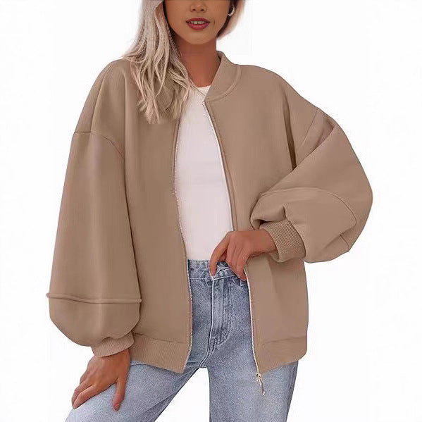 Damen Oversize Bomberjacke mit Ballonärmeln und durchgehendem Reißverschluss Nord Taschen