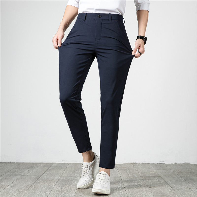 Herren Slim-Fit Stretch-Anzughose mit schmaler Knöchellänge Nord Taschen