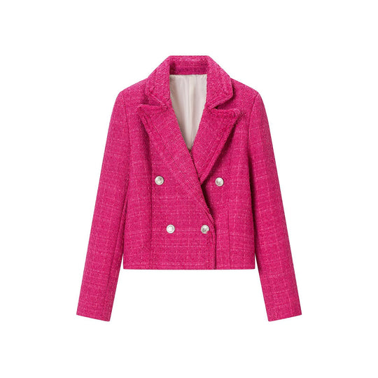 Damen Zweiteiliges Tweed-Set mit Kurzblazer und Plissiertem Minirock Nord Taschen