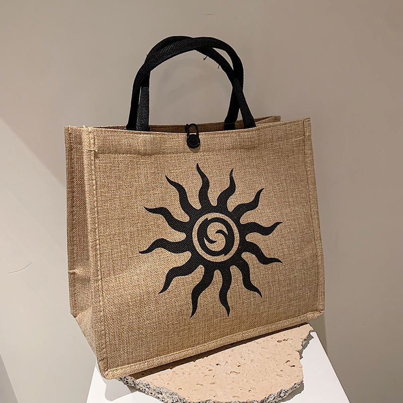 Damen Jute-Tragetasche mit stilvollem Sonnendesign Nord Taschen
