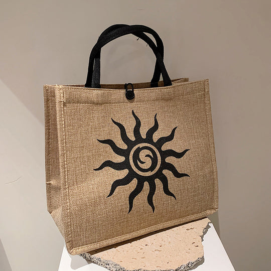 Damen Jute-Tragetasche mit stilvollem Sonnendesign Nord Taschen