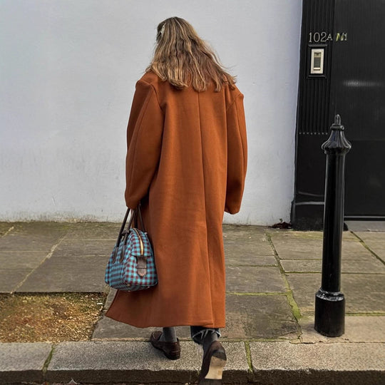Damen Maxilanger doppeltreihiger Mantel mit Oversize-Silhouette Nord Taschen