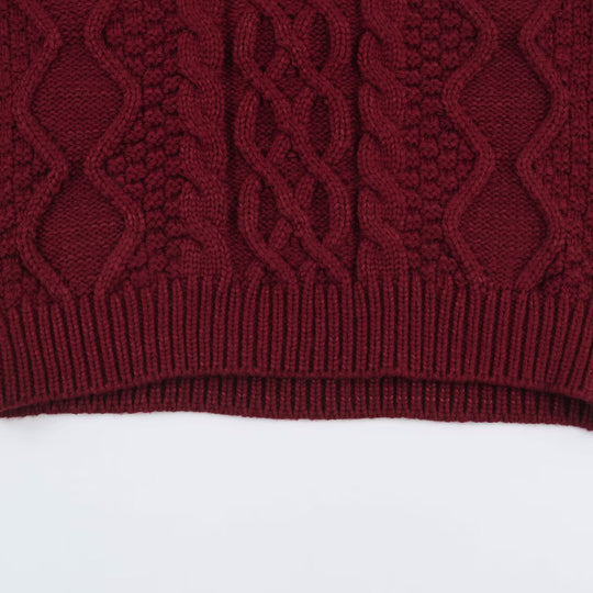 Damen Grobgestrickter Zopfstrick-Pullover mit Rundhals und Textur-Mix Nord Taschen