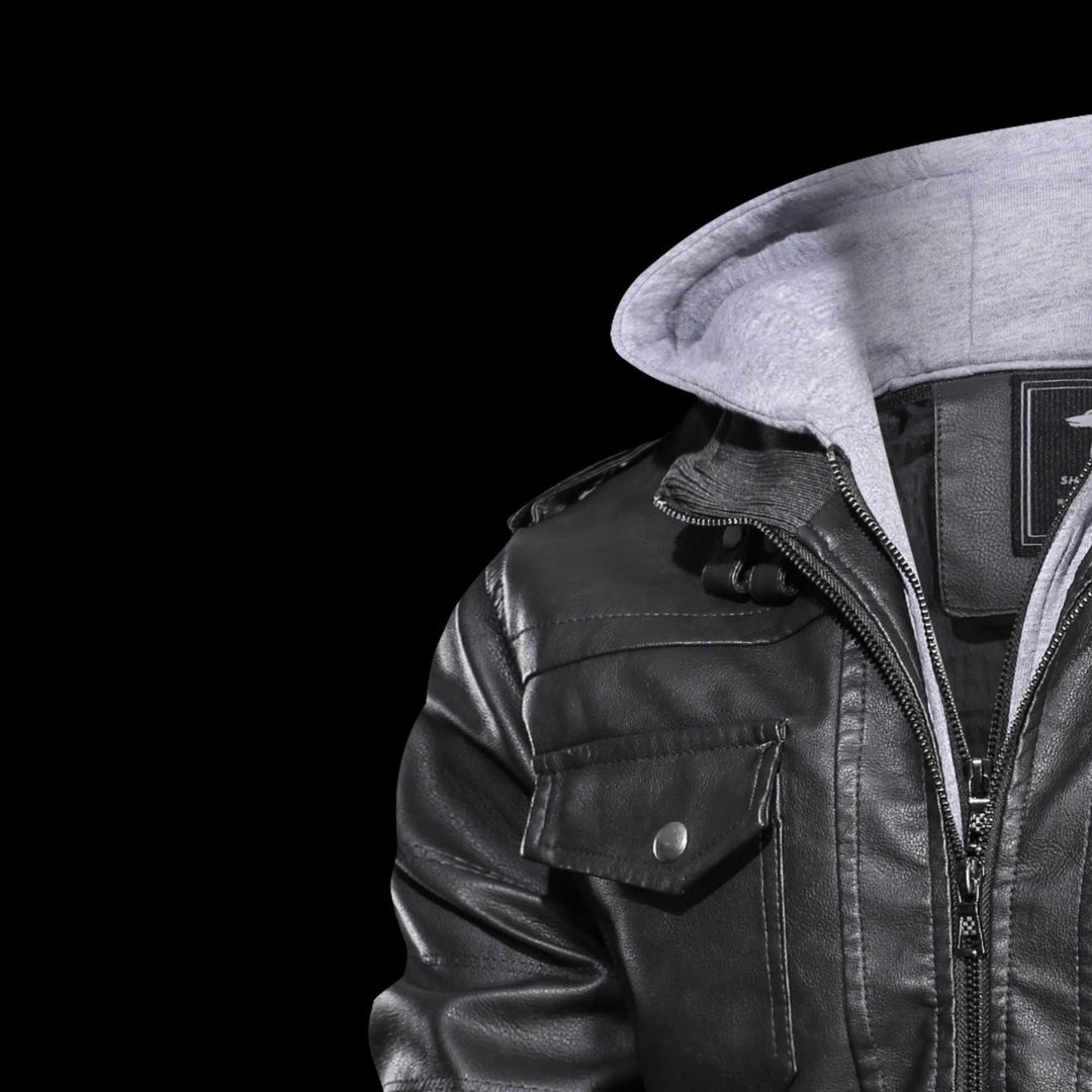 Herren Piloten-Blouson aus Kunstleder mit integriertem Kapuzen-Inlay und Zipper-Details Nord Taschen