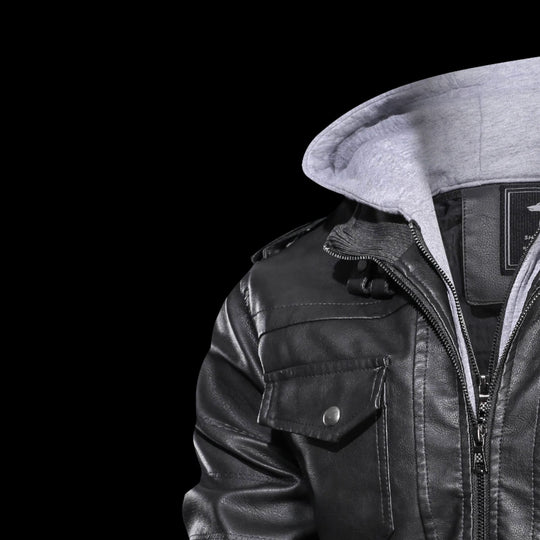 Herren Piloten-Blouson aus Kunstleder mit integriertem Kapuzen-Inlay und Zipper-Details Nord Taschen