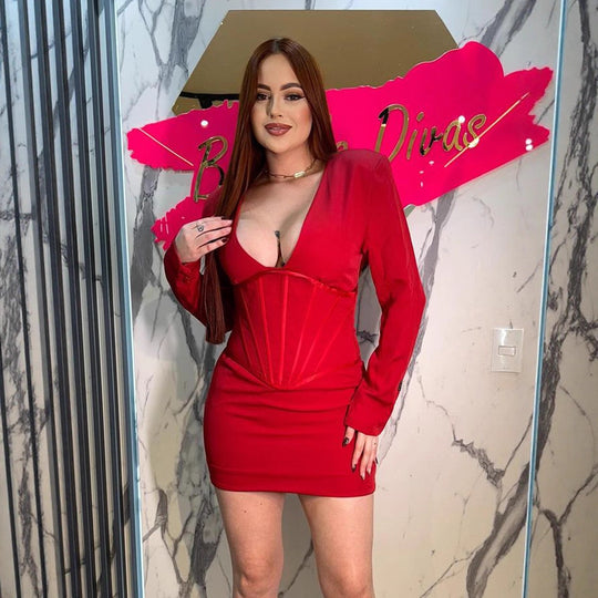 Damen Figurbetontes Minikleid mit integriertem Korsett und tiefem V‑Ausschnitt Nord Taschen