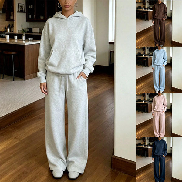 Damen Oversize-Kapuzenpullover und weite Jogginghose-Set aus Bio-Fleece Nord Taschen