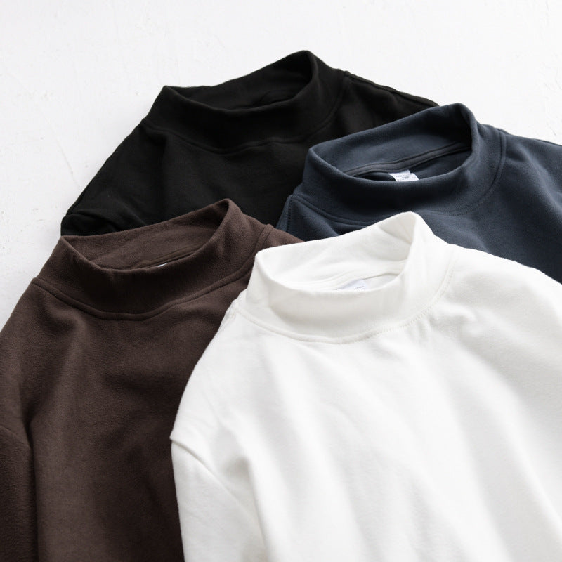 Herren Langärmeliges Feines Baumwollshirt mit Stehkragen und Relaxed-Fit Nord Taschen
