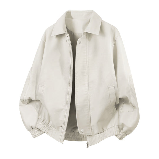 Herren Robuste Kunstleder‑Bomberjacke mit Cordkragen, Zwei‑Wege‑Reißverschluss & Reißverschluss‑Taschen Nord Taschen