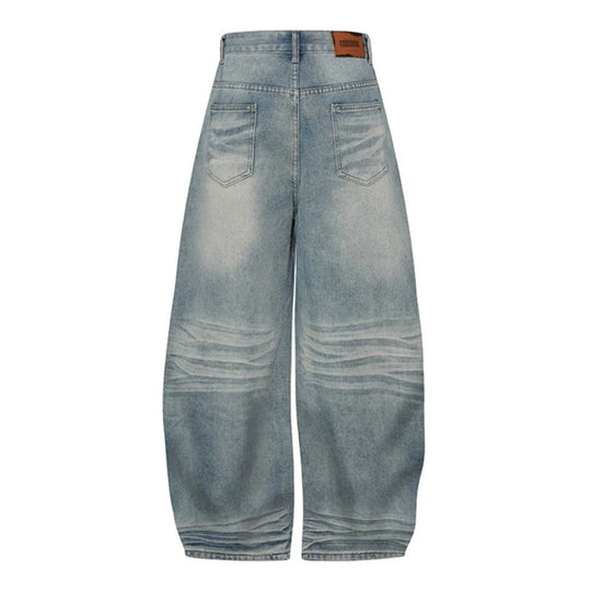 Damen Weite High‑Waist Ballon-Jeans mit Ziernähten Nord Taschen
