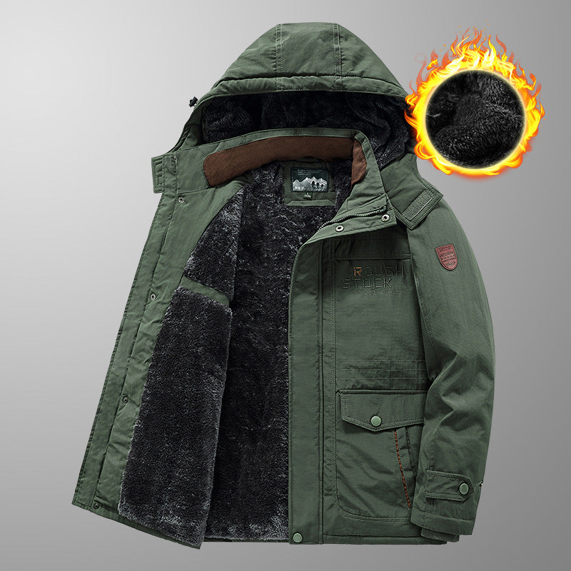 Herren wärmender gefütterter Kapuzenparka mit durchgehendem Teddyfleecefutter und Utility‑Taschen Nord Taschen