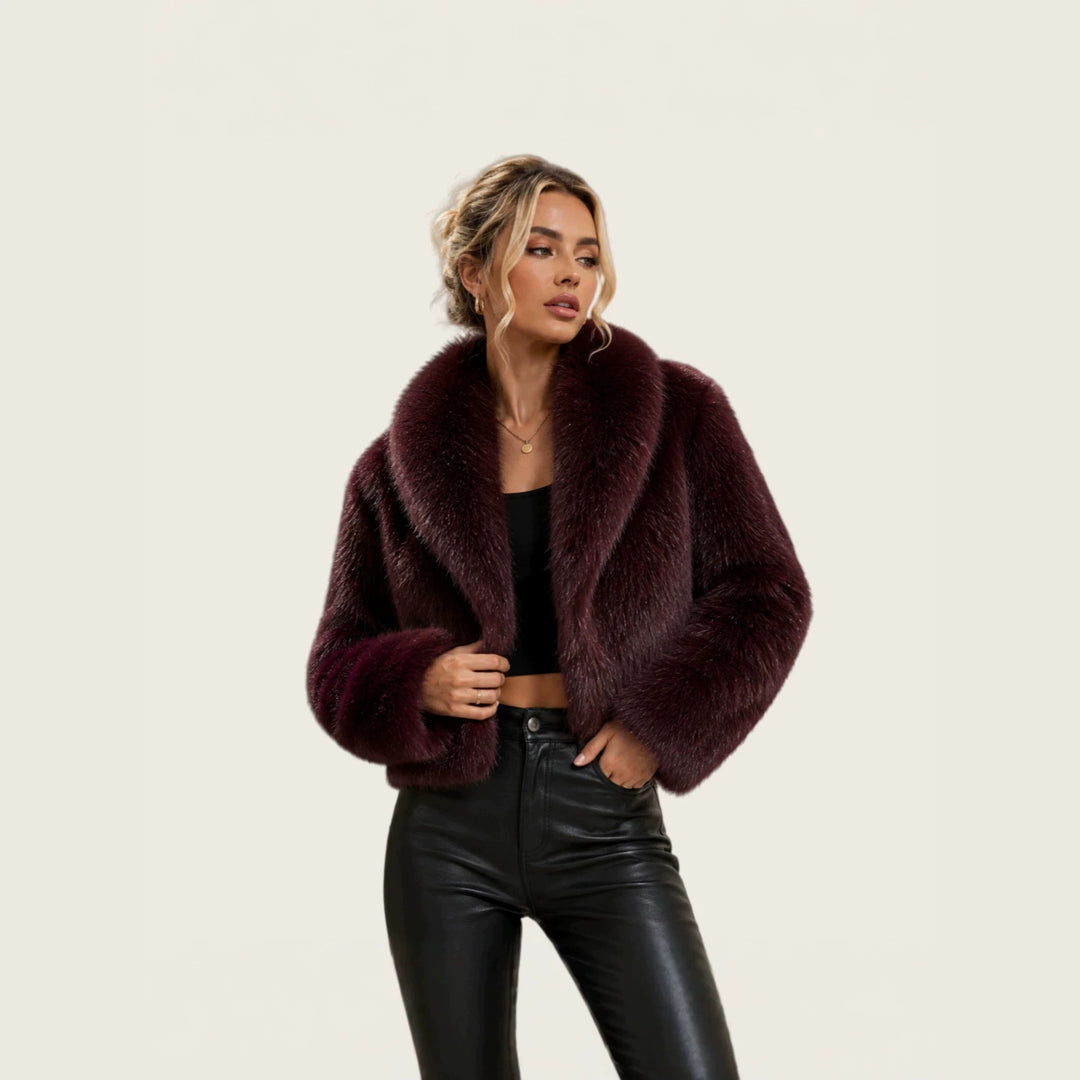 Damen Kurz geschnittener Luxus‑Kunstpelz‑Bolero mit voluminösem Schalkragen Nord Taschen