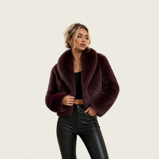 Damen Kurz geschnittener Luxus‑Kunstpelz‑Bolero mit voluminösem Schalkragen Nord Taschen