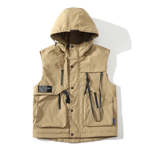 Herren funktionale Outdoor-Weste mit verstellbarem Kapuzendesign und vielseitigen Taschen Nord Taschen