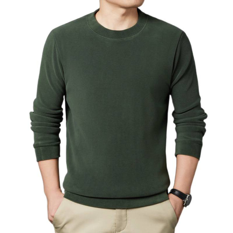 Herren Feiner Rundhals-Pullover aus Baumwollmix mit gerippten Bündchen und schlanker Passform Nord Taschen