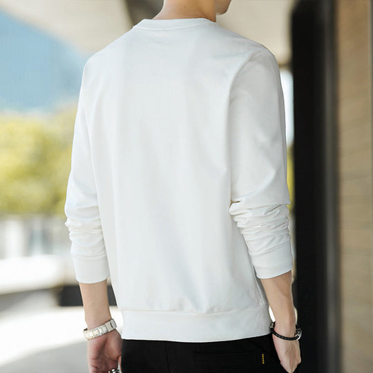 Herren Minimalistisches Baumwoll-Sweatshirt mit Rundhals und gerippten Bündchen Nord Taschen