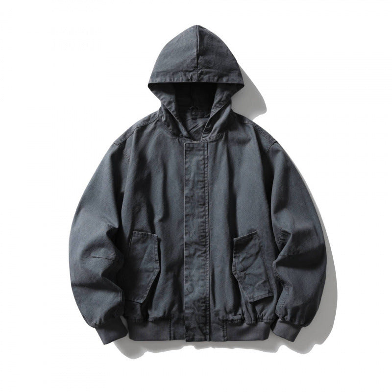 Unisex Boxy-Hoodie-Blousonjacke mit verdeckter Front und Pattentaschen Nord Taschen
