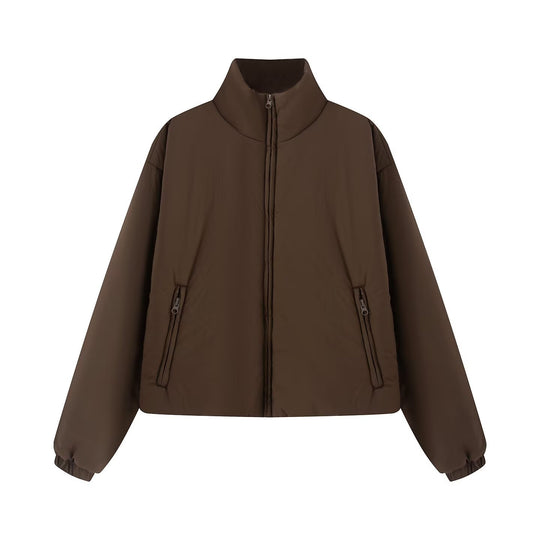 Damen Kurz gesteppte Steppjacke mit hohem Stehkragen und Reißverschlusstaschen Nord Taschen