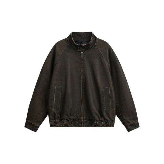 Herren Kurz geschnittener Vintage‑inspirierter Lederoptik‑Blouson mit hohem Stehkragen Nord Taschen