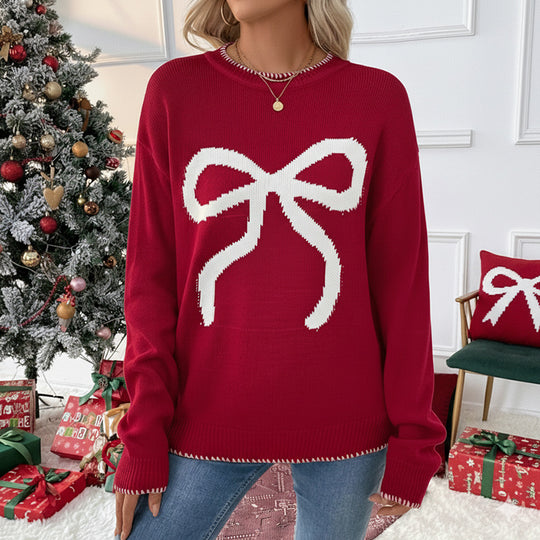 Damen Bequemer Pullover mit Schleifenmuster Nord Taschen