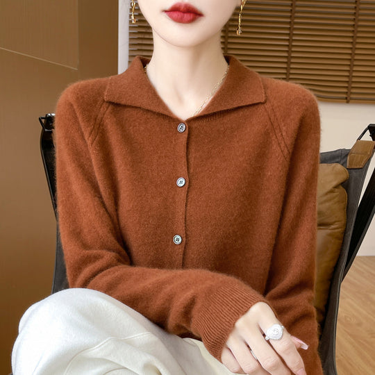 Damen Kuscheliger Reverskragen-Cardigan im Kaschmir-Look mit Mohair-Effekt Nord Taschen