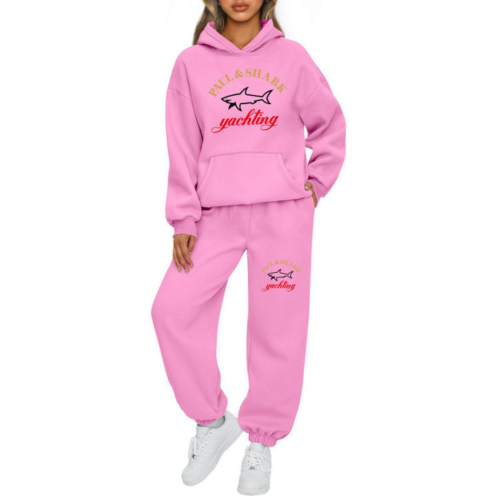 Damen oversized Hoodie und Jogginghose Set mit Kapuze Kängurutasche und gerippten Bündchen Nord Taschen