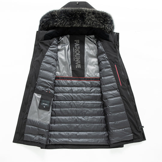 Herren Wasserabweisender Thermo-Parka mit Kapuze und abnehmbarem Kunstfellbesatz Nord Taschen
