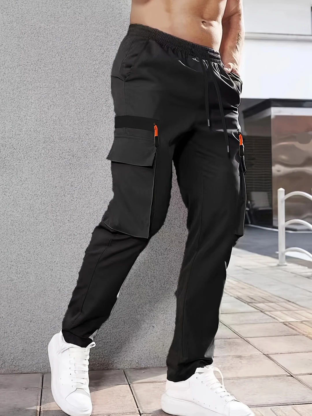 Herren Cargohose im Joggerstil mit elastischem Bund, Tunnelzug & Mehrfachtaschen Nord Taschen