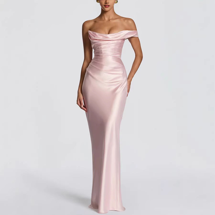 Damen Elegantes Maxikleid mit asymmetrischem Schnitt und fließendem Rock