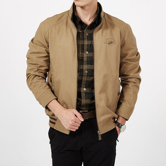 Herren leichte Canvas-Übergangsjacke mit gesteppter Schulterpasse und Reißverschluss Nord Taschen