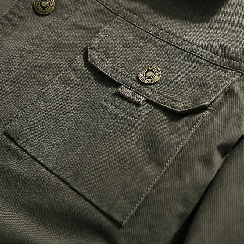 Herren robuste Canvas-Feldjacke mit Brusttasche Stickdetail und Hemdkragen Nord Taschen