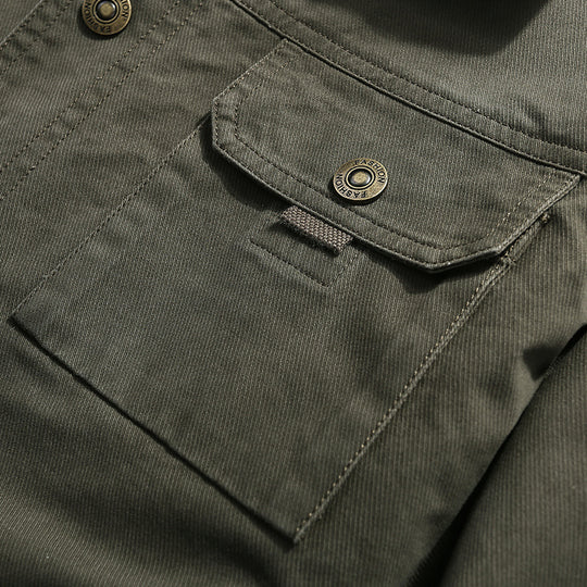 Herren robuste Canvas-Feldjacke mit Brusttasche Stickdetail und Hemdkragen Nord Taschen