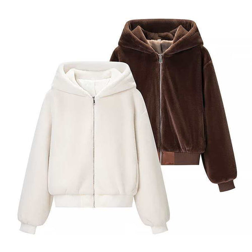 Damen Wende-Kapuzenblouson mit Plüsch- und Fleece-Seite Nord Taschen