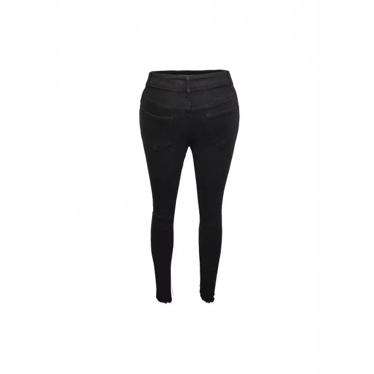 Damen hochtaillierte figurformende enge Jeans mit Knierissen und Po‑Lifting‑Bund Nord Taschen