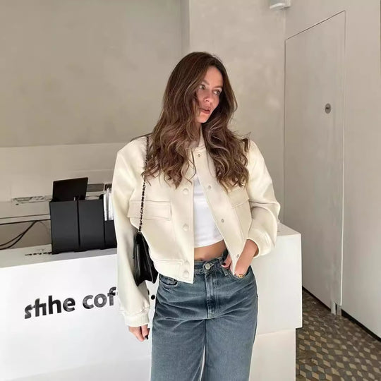 Damen Kurzjacke im Bomberstil mit Leoparden‑Fauxfell und Rippbündchen Nord Taschen