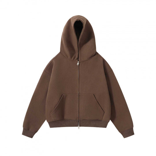 Unisex Oversize Kapuzenzipjacke aus schwerer Sweatqualität mit Zwei-Wege-Reißverschluss und Kängurutasche Nord Taschen
