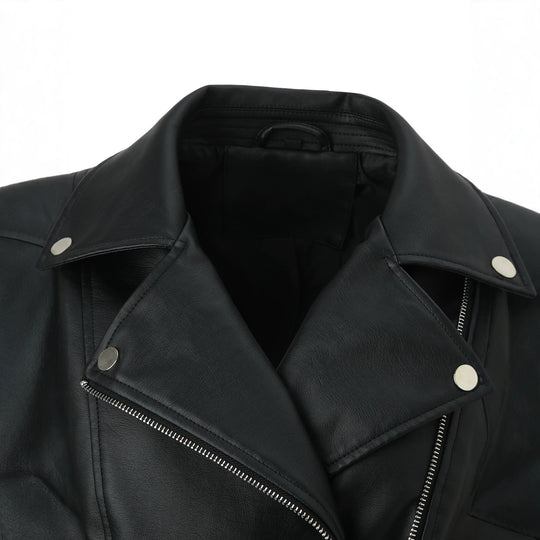 Damen Bikerjacke aus Kunstleder mit taillierter Schnittführung Nord Taschen