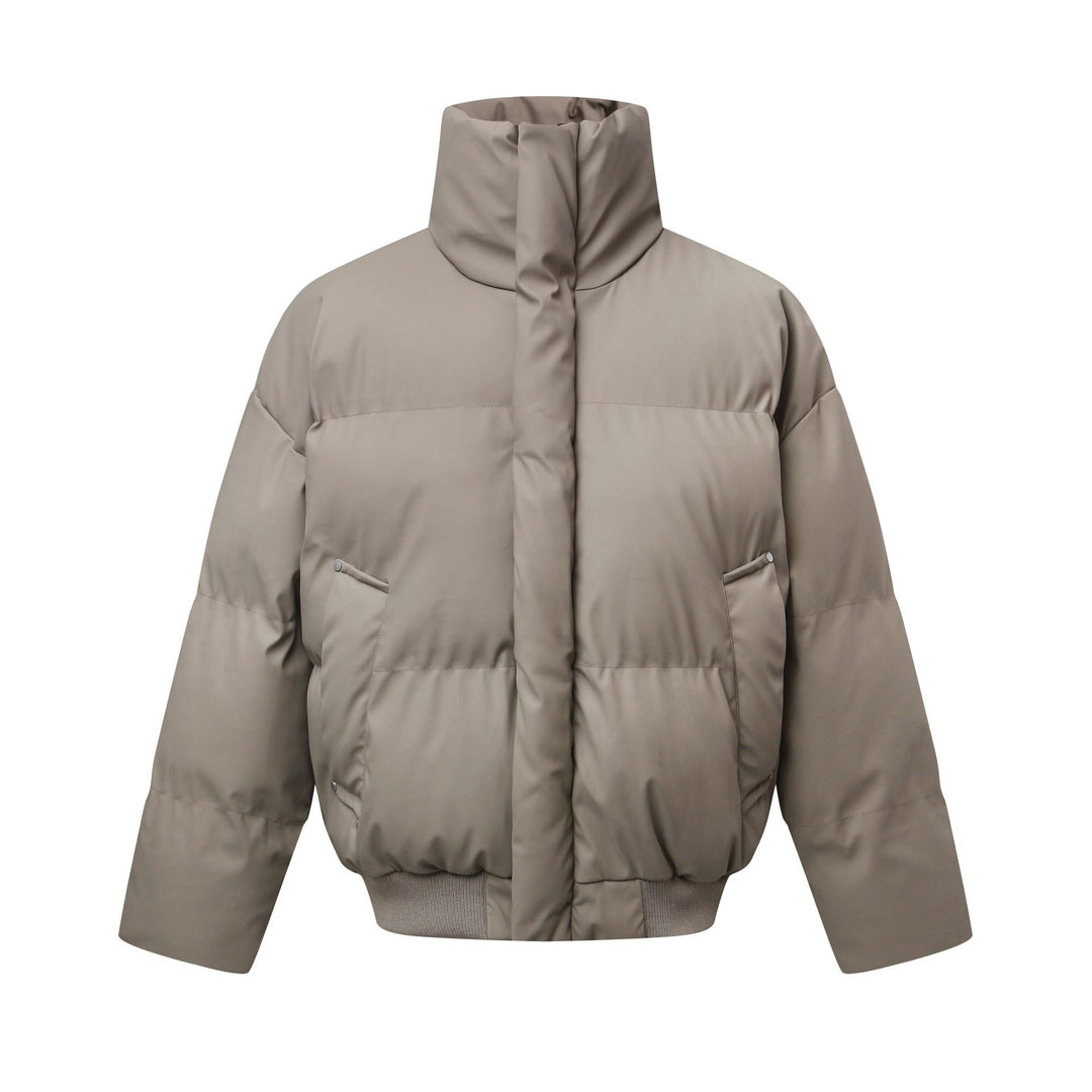 Damen Kurz geschnittener Stepp-Winterparka mit hohem Stehkragen und geripptem Saum Nord Taschen