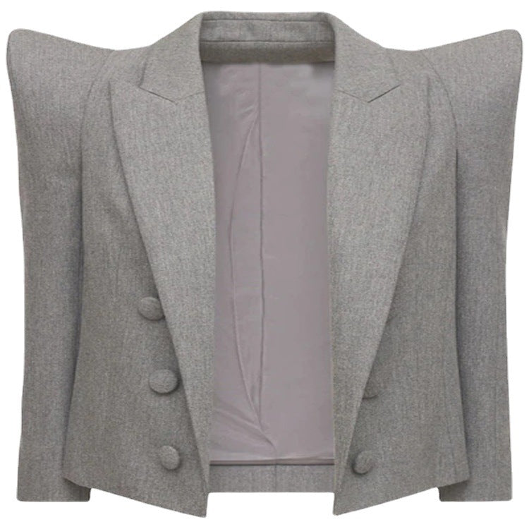 Damen Dreiteiliges Tailoring-Set mit betontem Schulterblazer, Top und Bermuda-Shorts Nord Taschen