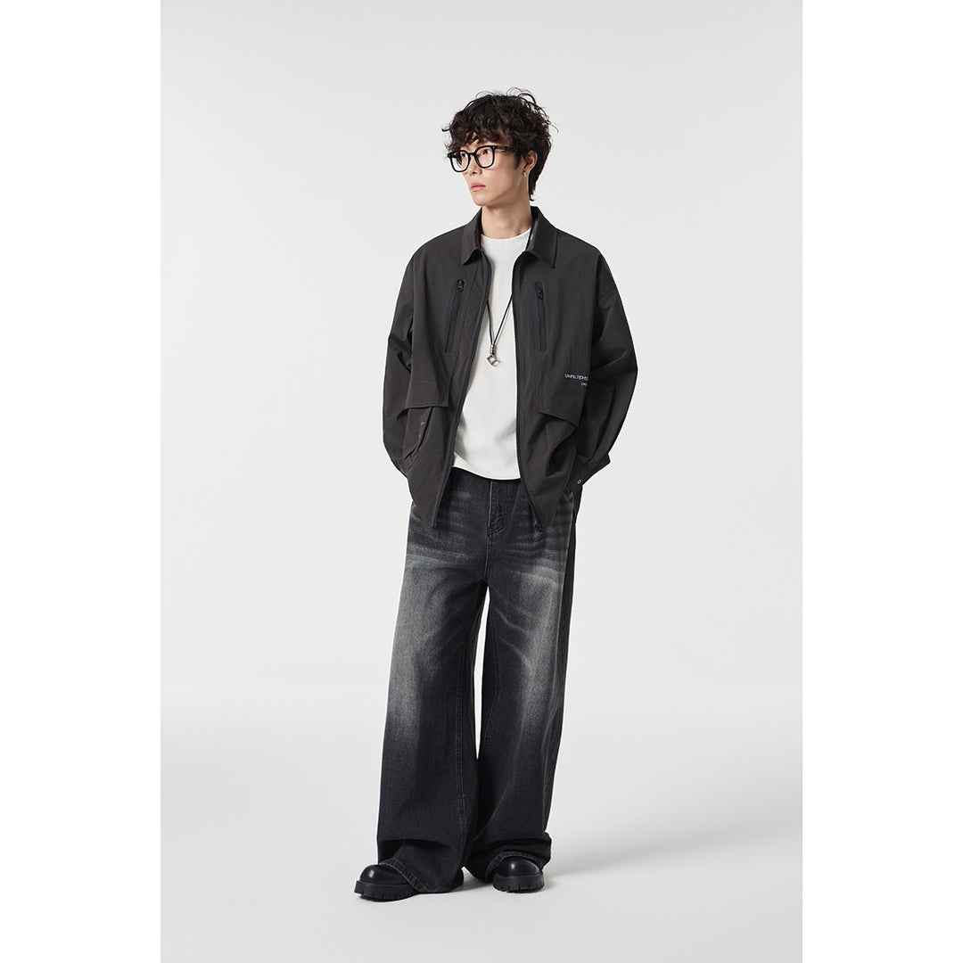 Unisex Technisches Overshirt-Jacke im Boxy-Cut mit Frontreißverschluss und Multifunktions-Taschen Nord Taschen