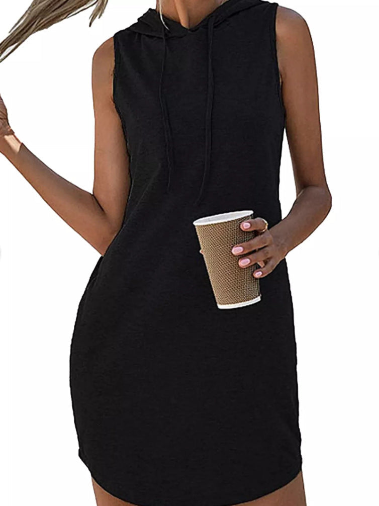 Damen Kapuzenkleid Aus Atmungsaktivem Jersey-Material