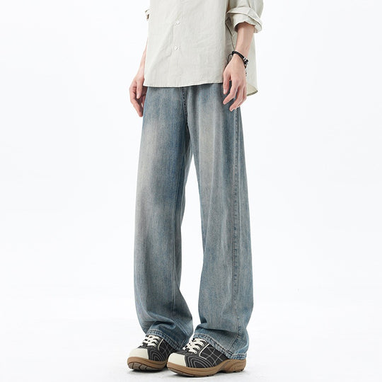 Herren Weite Denim-Jeans mit Vintage-Waschung und tiefem Schritt Nord Taschen
