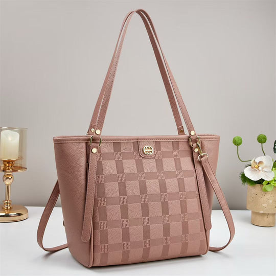 Damen elegante Shopper-Tasche mit modischem Karo-Muster und abnehmbarem Schulterriemen Nord Taschen