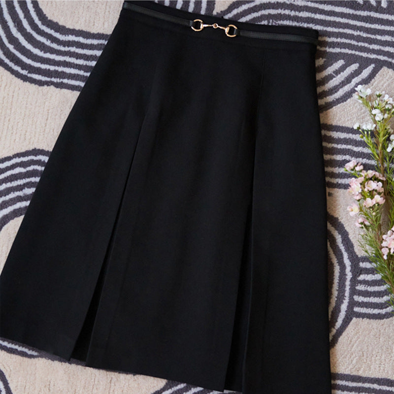 Damen Midirock mit schwingendem Design und Taillengürtel Nord Taschen