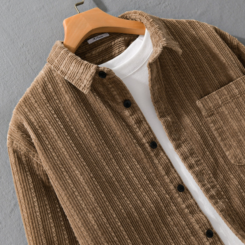 Herren Cord-Overshirt mit markanter Rippenstruktur und Brusttasche Nord Taschen