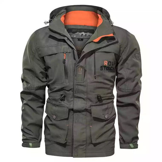Herren robuster Canvas-Fieldparka mit Kapuze, Multifunktionstaschen und Taillenregulierung Nord Taschen