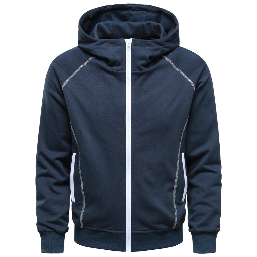 Herren Kapuzen-Zipjacke im sportlichen Raglanstil mit Kontrastnähten und gerippten Bündchen Nord Taschen
